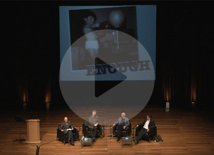 John McKeown facilitating at Being a man festival, with Billy Bragg, Nick Hornby and Wayne Hemingway